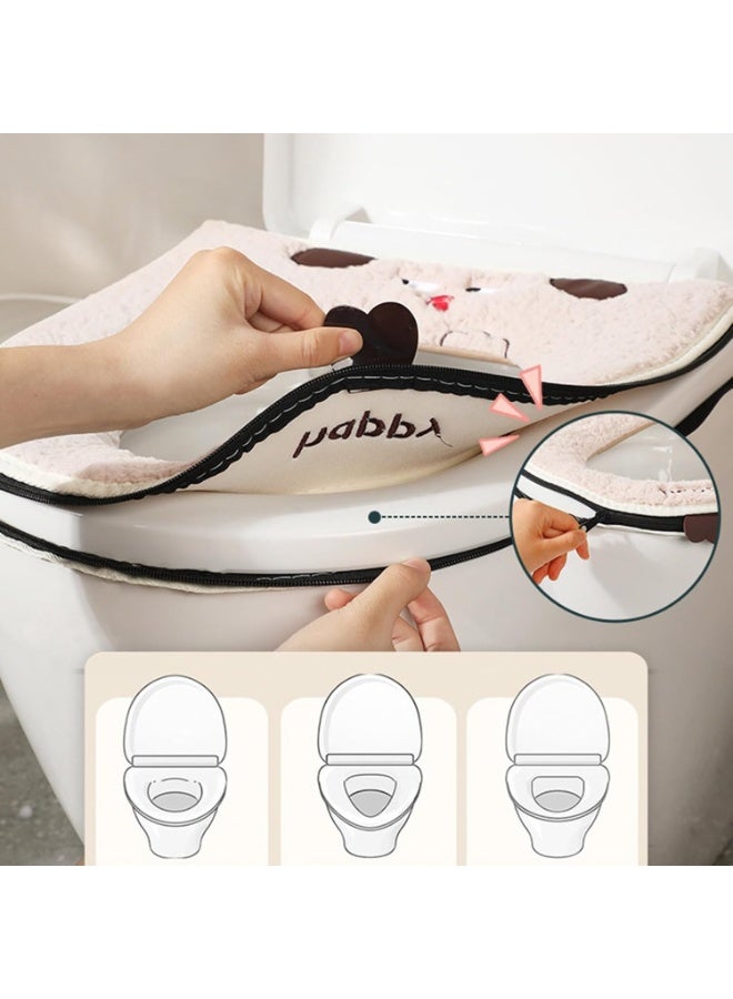 Stylish Padded Toilet Seat Cover with Handle – Waterproof Winter Cushion, Zipper Design, Soft and Comfortable Toilet Seat Accessory - Image 3